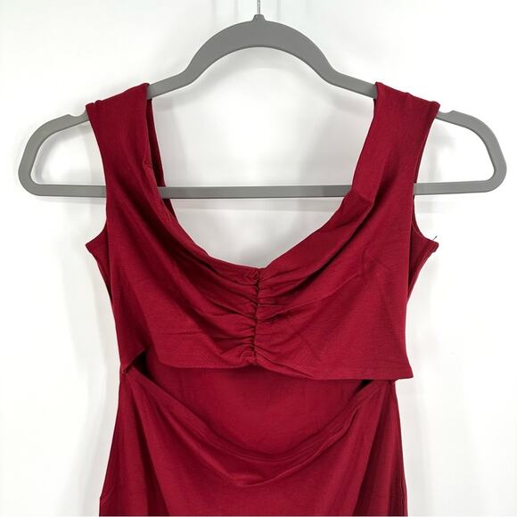 ASOS Design knot front off shoulder mini dress in oxblood Size US 8 - Picture 3 of 7